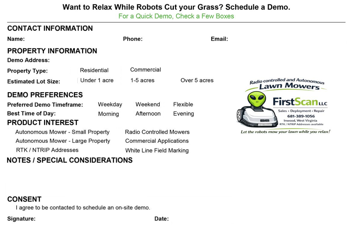 Background image of the original First Scan LLC demo request form